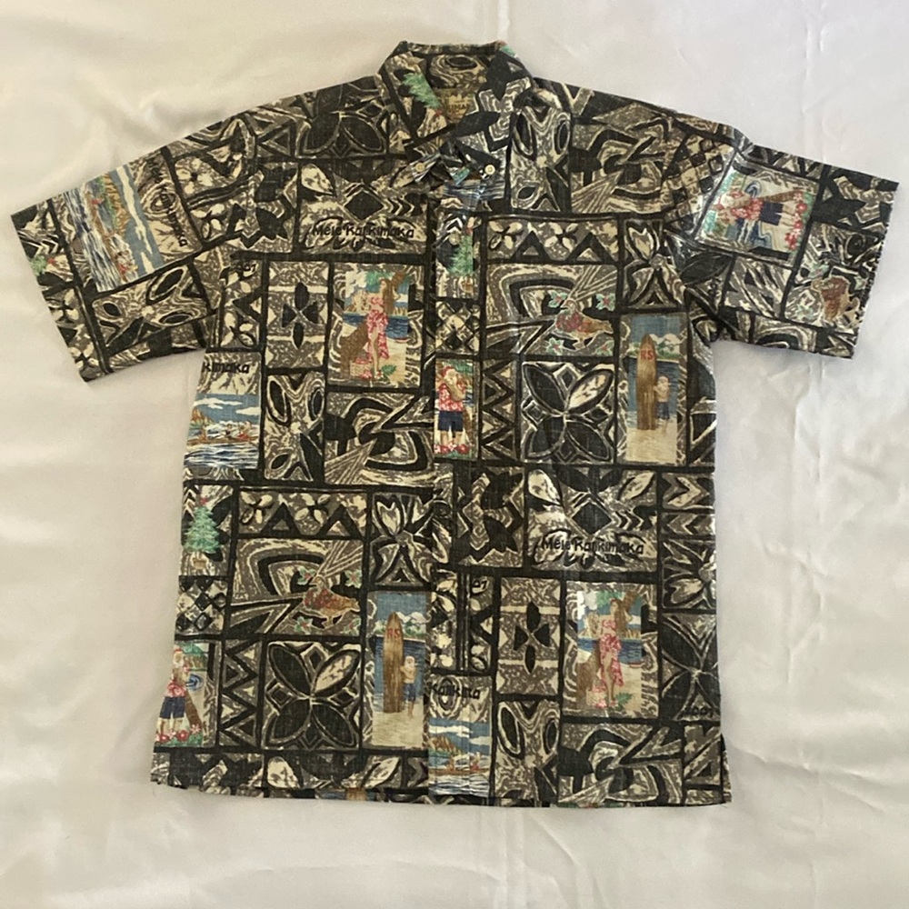 Vintage Mele Kalikimaka Hawaiian shirt Men’s Size S